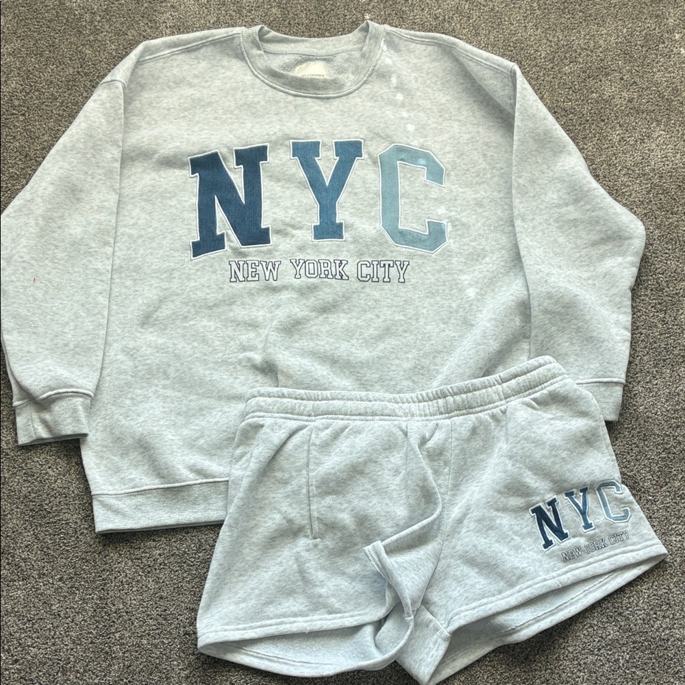 NYC Kids Pajama Set in Light Gray